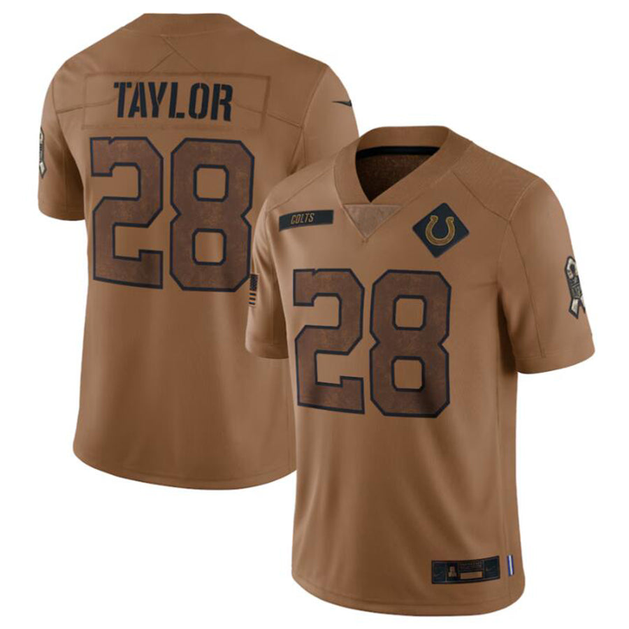 tocy IN.Colts #28 Jonathan Taylor Brown 2023 Salute To Service Limited Jersey Stitched Jerseys