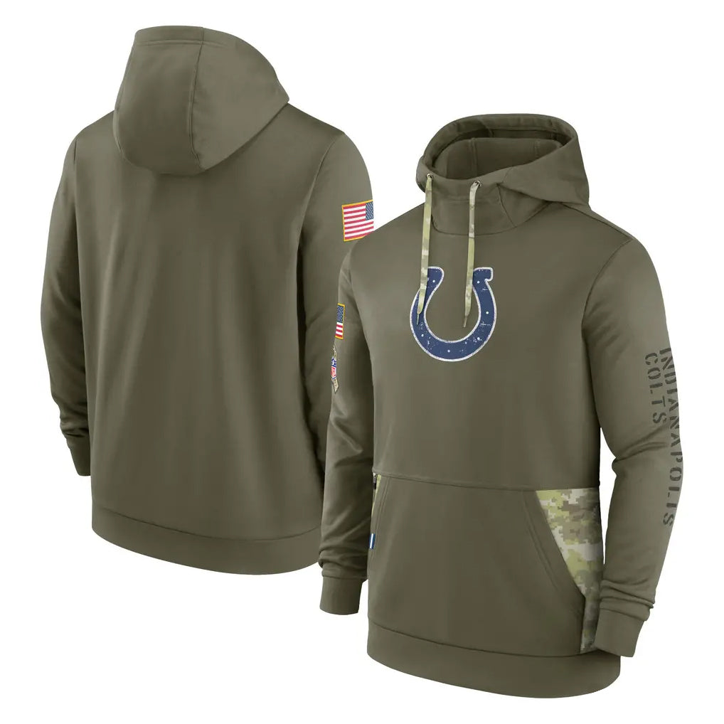 tocy IN.Colts Olive Salute To Service Hoodies Limited Blank Player Stitched Jerseys