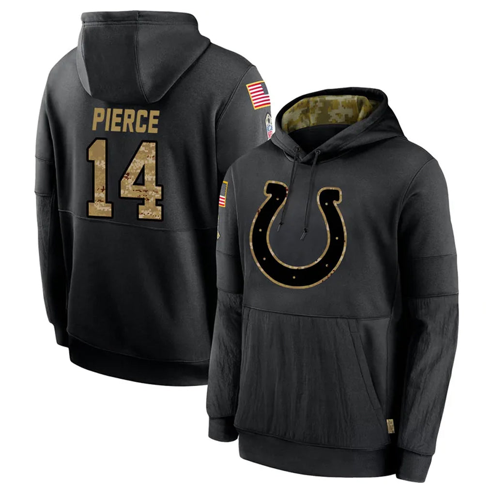 tocy IN.Colts #14 Alec Pierce Player Black Salute to Service Hoodies Limited Game Stitched Jerseys