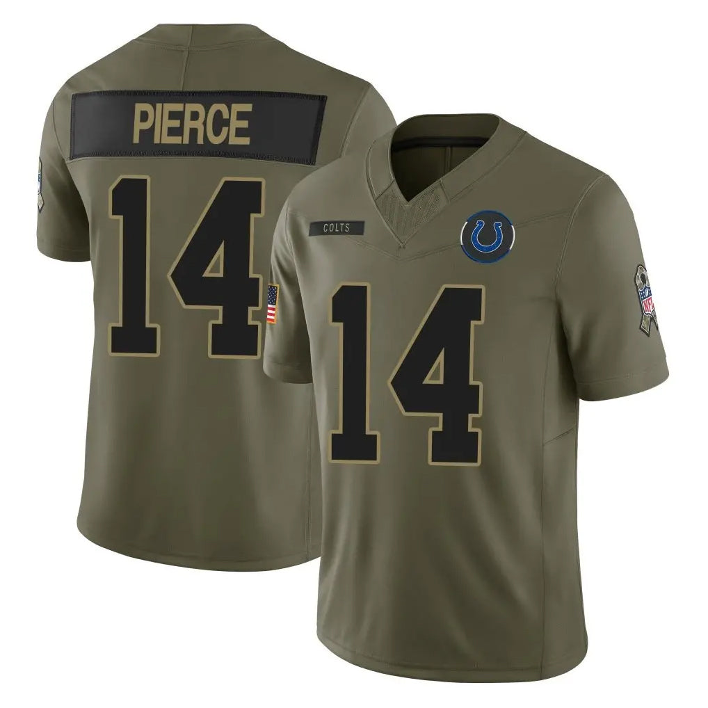 tocy IN.Colts #14 Alec Pierce Player Olive 2025 Salute To Service Limited Game Stitched Jerseys