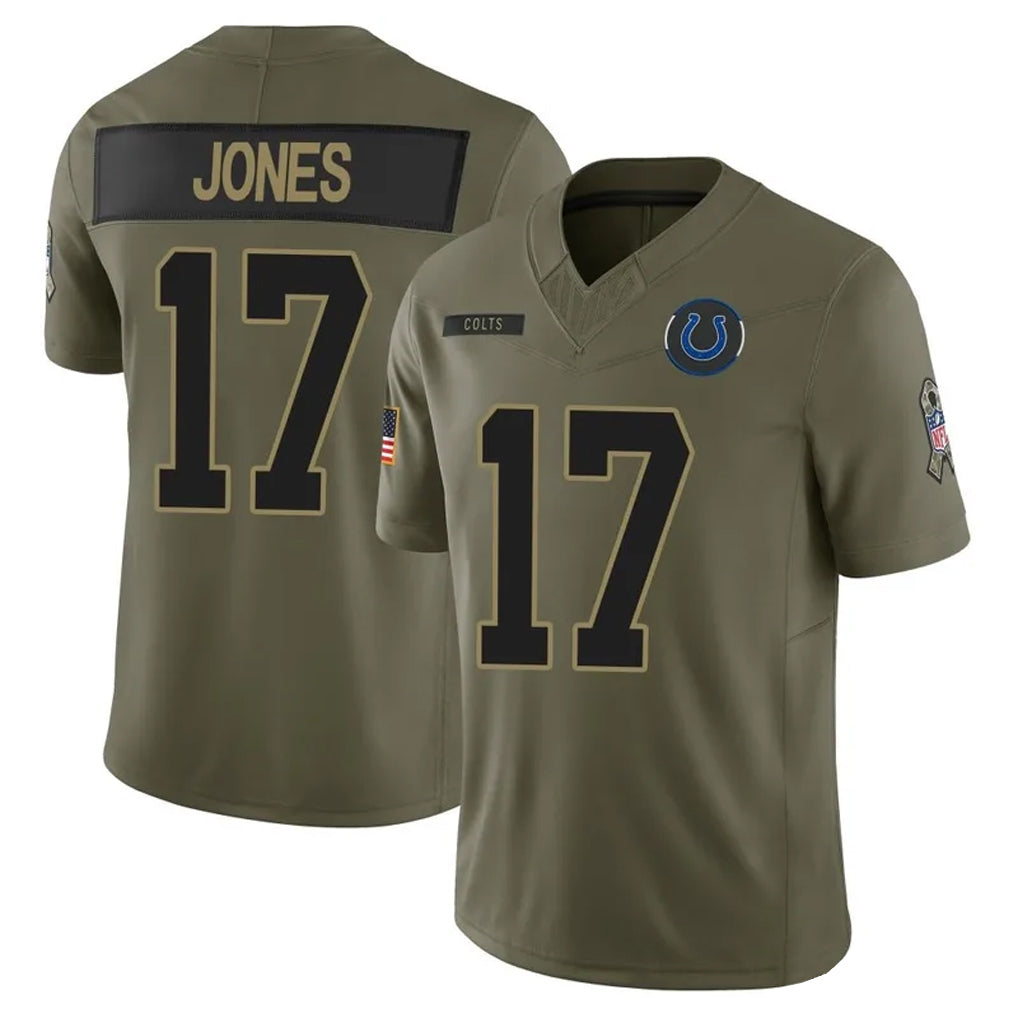 tocy IN.Colts #17 Daniel Jones Player Salute to Service Limited Olive Stitched Jerseys