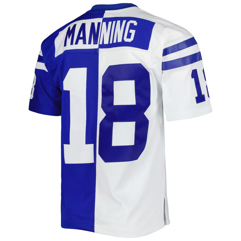 tocy IN.Colts #18 Peyton Manning Mitchell & Ness Royal-White Split Legacy Replica Stitched Jerseys