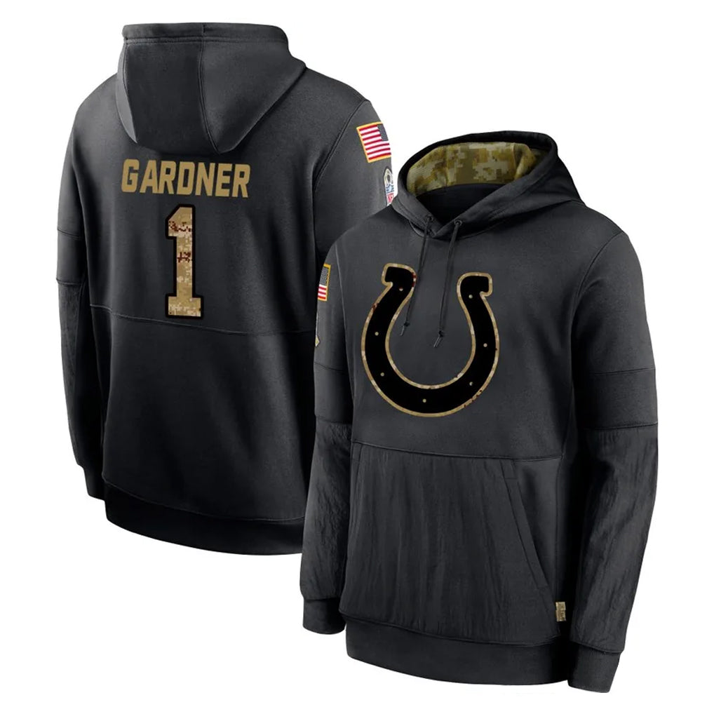 tocy IN.Colts #1 Sauce Gardner Player Black Salute to Service Hoodies Limited Game Stitched Jerseys