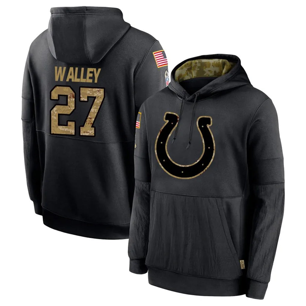 tocy IN.Colts #27 Justin Walley Player Black Salute to Service Hoodies Limited Game Stitched Jerseys