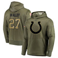 tocy IN.Colts #27 Justin Walley Player Olive Salute to Service Pullover Hoodies Home Game Stitched Jerseys