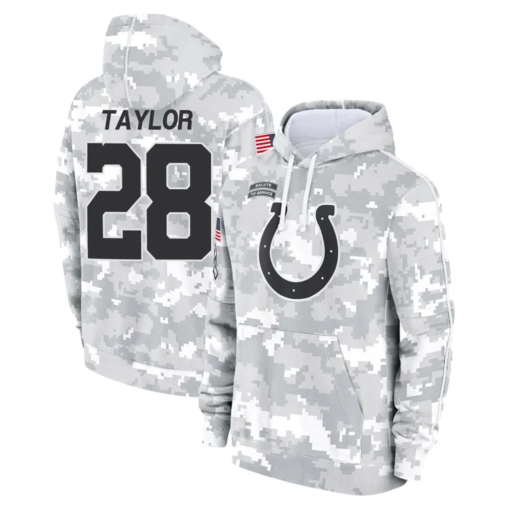 tocy IN.Colts #28 Jonathan Taylor Player Arctic Camo Salute to Service Hoodies Limited Game Stitched Jerseys