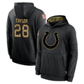 tocy IN.Colts #28 Jonathan Taylor Player Black Salute to Service Hoodies Limited Game Stitched Jerseys