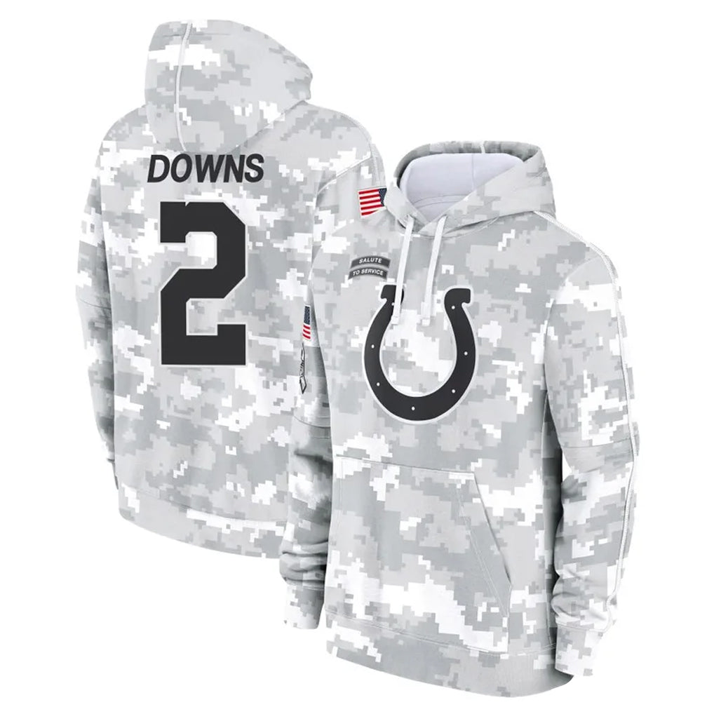tocy IN.Colts #2 Josh Downs Player Arctic Camo Salute to Service Hoodies Limited Game Stitched Jerseys