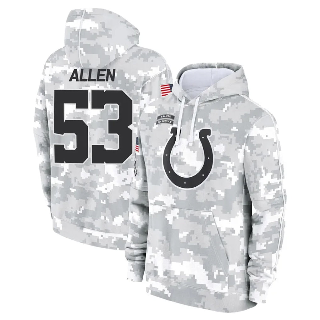 tocy IN.Colts #53 CJ Allen Player Arctic Camo Salute to Service Hoodies Limited Game Stitched Jerseys