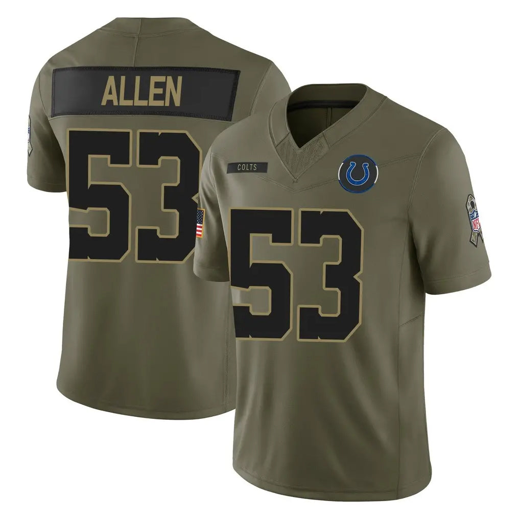 tocy IN.Colts #53 CJ Allen Player Olive 2025 Salute To Service Limited Game Stitched Jerseys