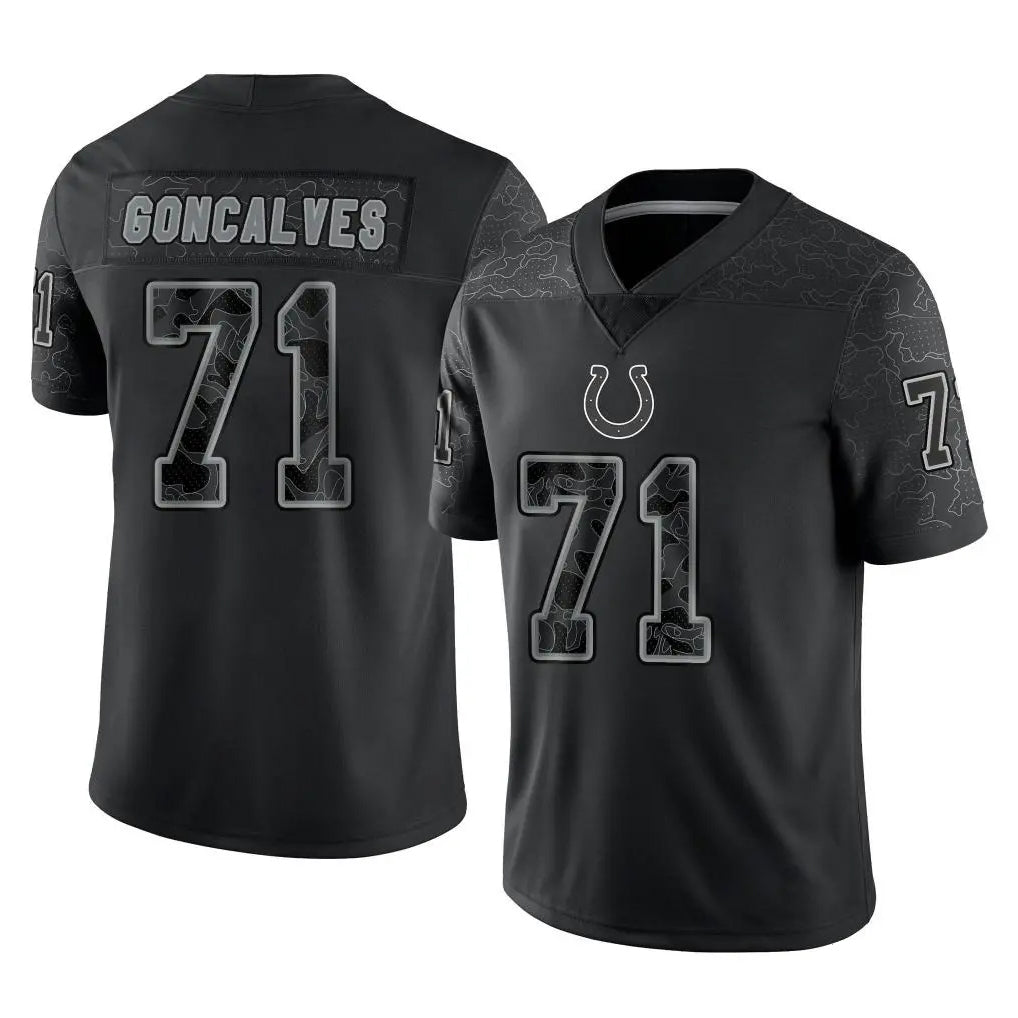 tocy IN.Colts #71 Matt Goncalves Player Black Reflective Limited Game Stitched Jerseys