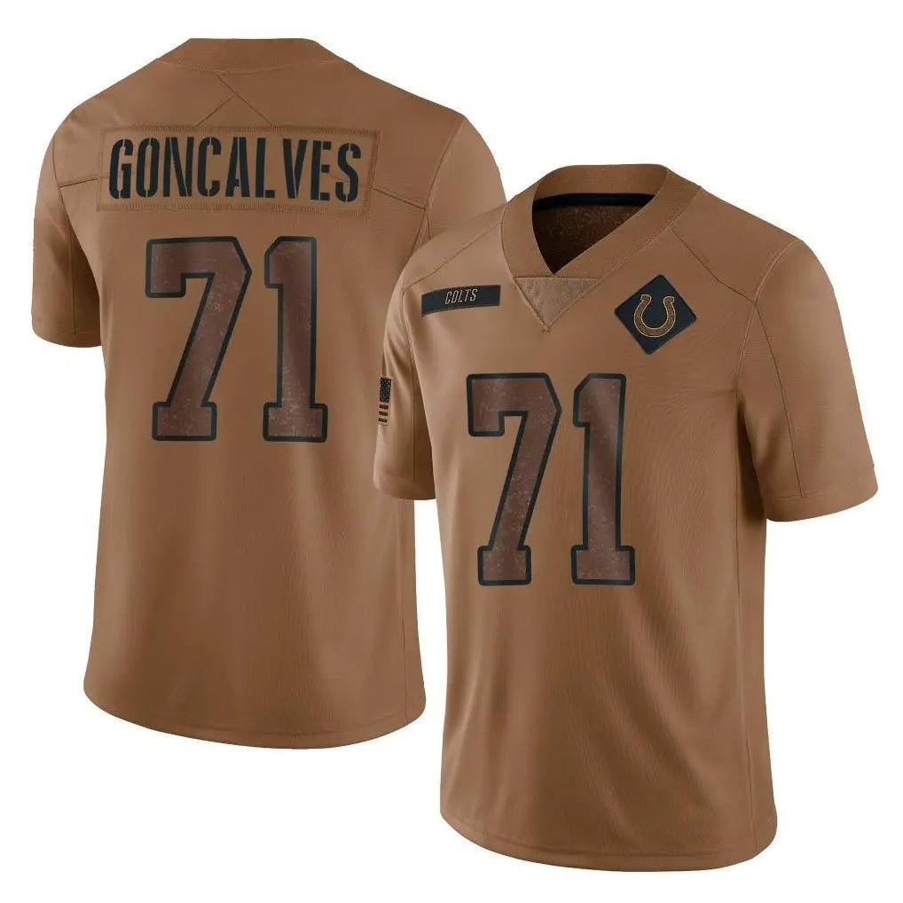 tocy IN.Colts #71 Matt Goncalves Player Brown Salute To Service Limited Stitched Jerseys