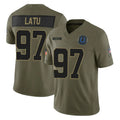 tocy IN.Colts #97 Laiatu Latu Player Olive 2025 Salute To Service Limited Game Stitched Jerseys