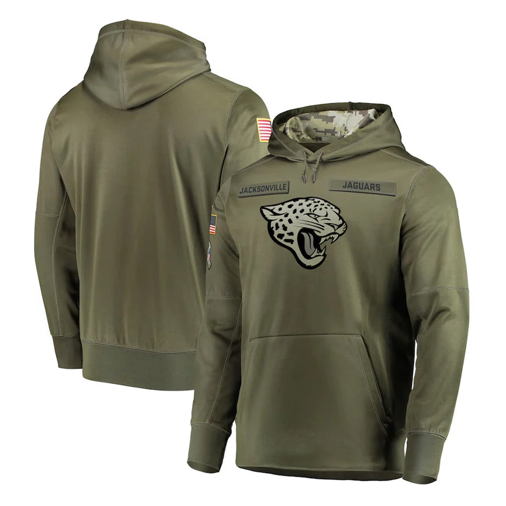 tocy J.Jaguars Olive Salute to Service Pullover Hoodies Home Game Blank Player Stitched Jerseys