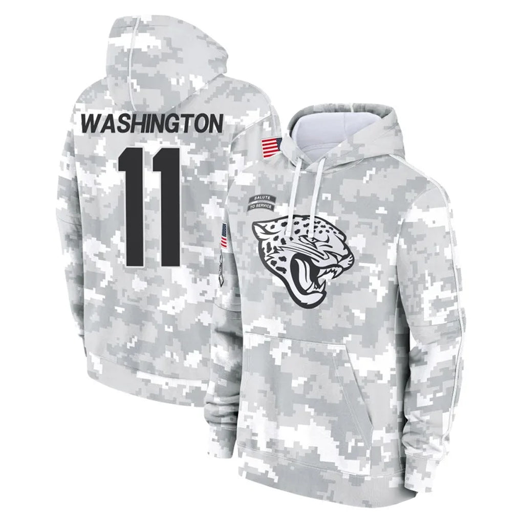 tocy J.Jaguars #11 Parker Washington Player Arctic Camo Salute to Service Hoodies Limited Game Stitched Jerseys