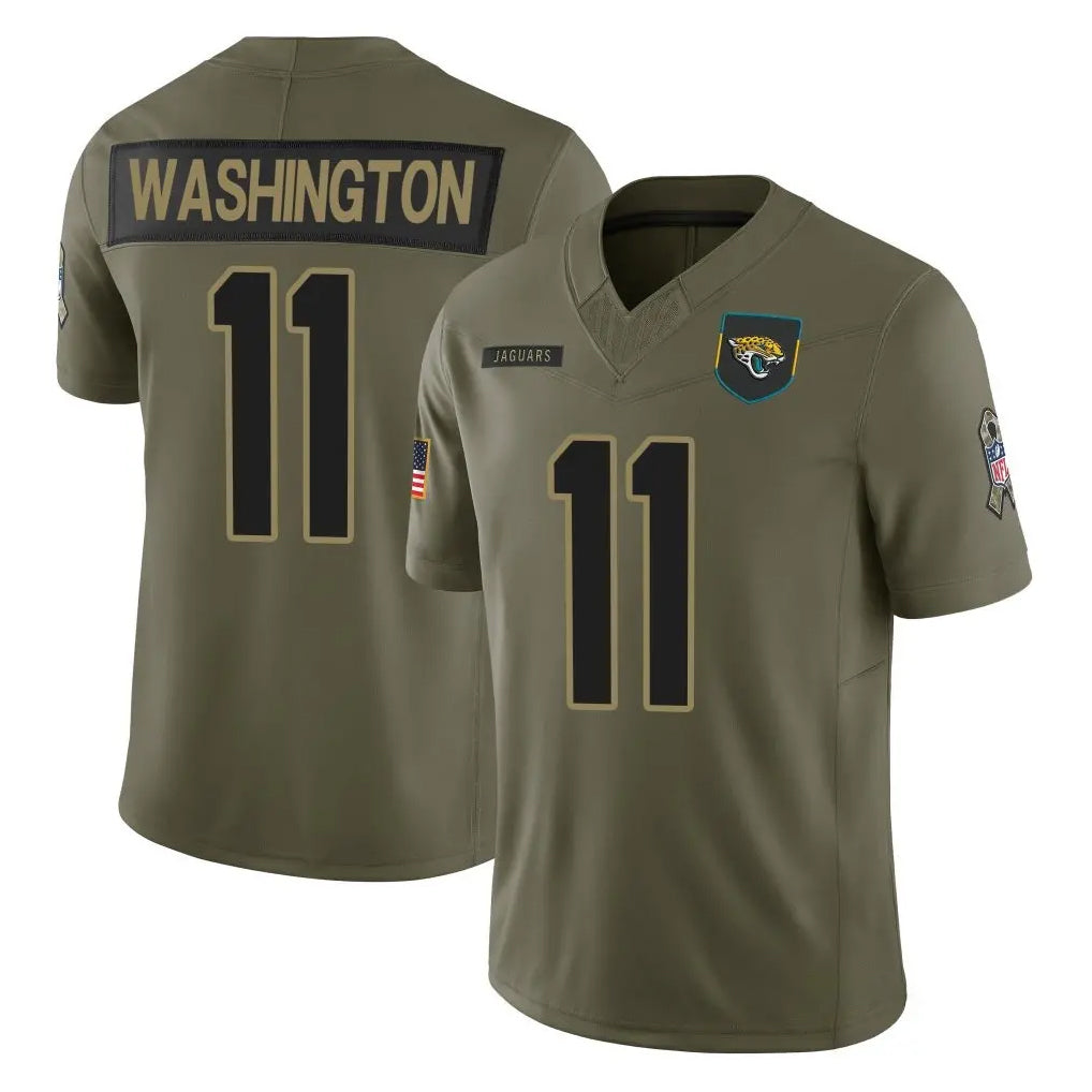 tocy J.Jaguars #11 Parker Washington Player Olive 2025 Salute To Service Limited Game Stitched Jerseys