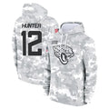 tocy J.Jaguars #12 Travis Hunter Player Arctic Camo Salute to Service Hoodies Limited Game Stitched Jerseys