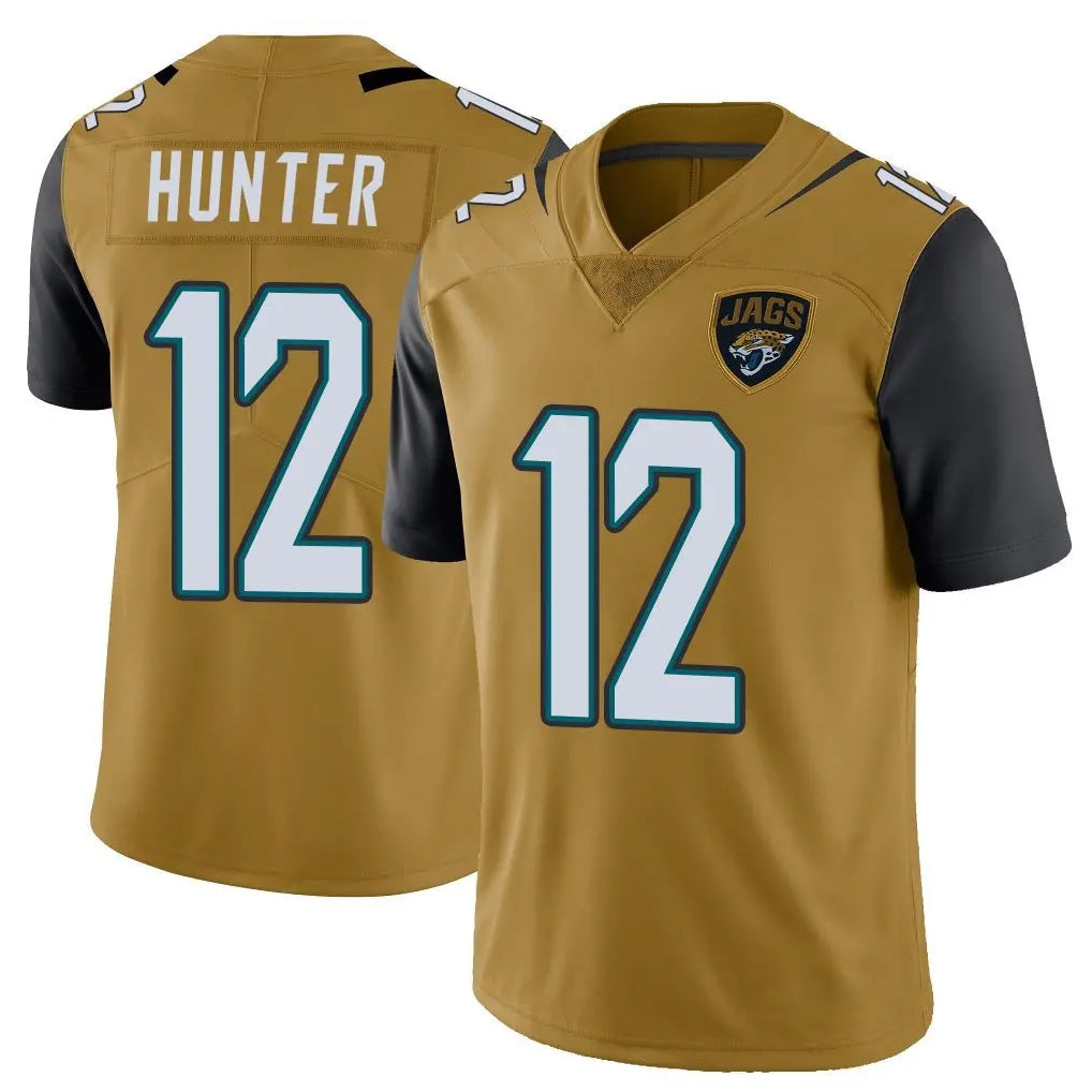 tocy J.Jaguars #12 Travis Hunter Player Gold Vapor Limited Home Game Stitched Jerseys