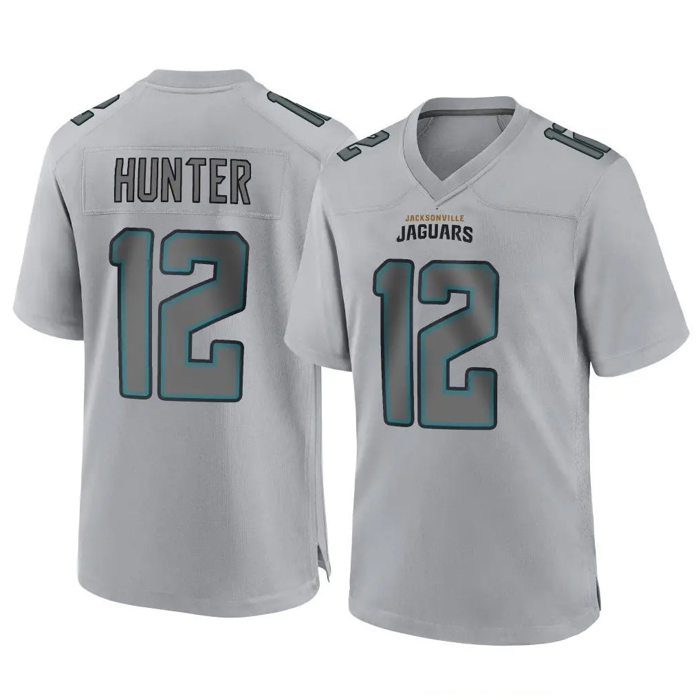 tocy J.Jaguars #12 Travis Hunter Player Gray Atmosphere Fashion Home Game Stitched Jerseys