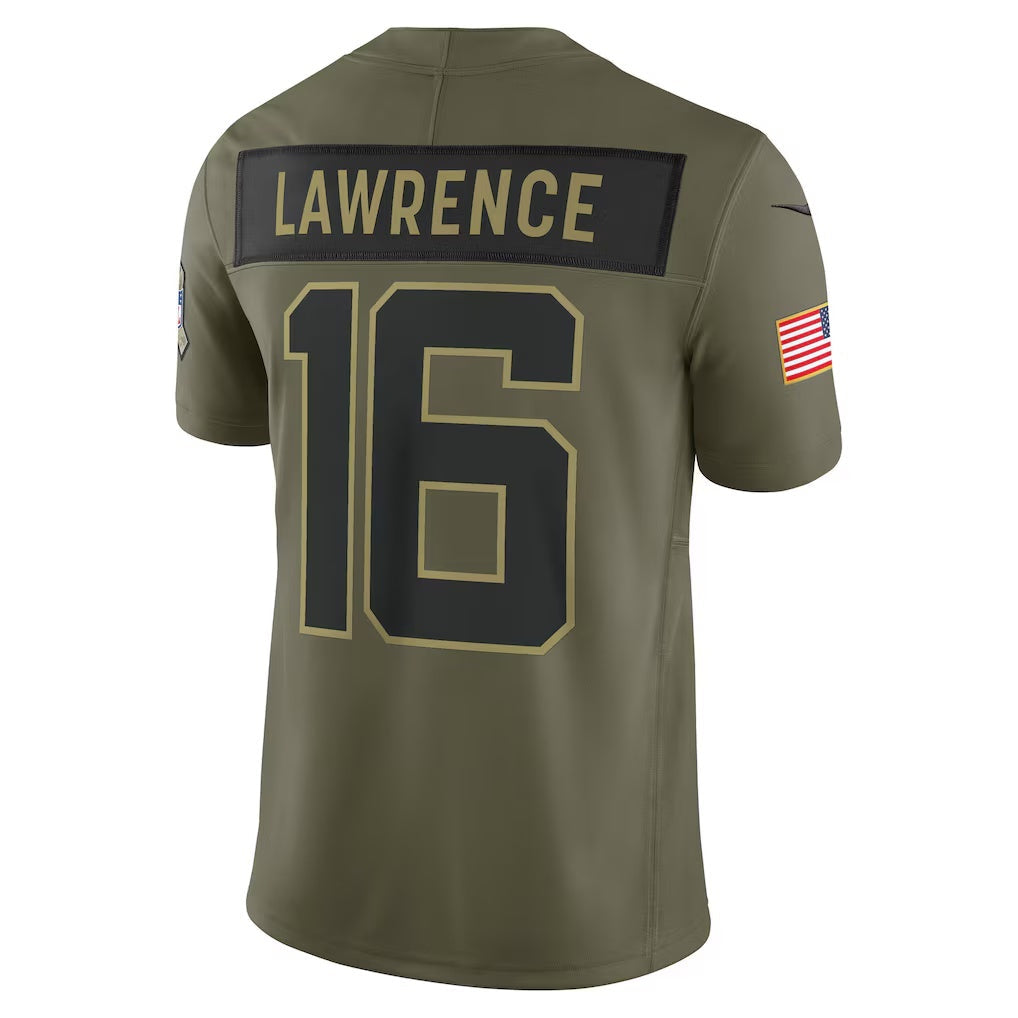 tocy J.Jaguars #16 Trevor Lawrence Olive 2025 Salute to Service Limited Stitched Jerseys