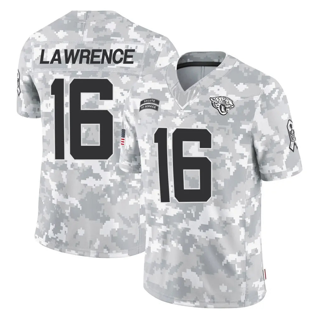 tocy J.Jaguars #16 Trevor Lawrence Player Arctic Camo Salute To Service Limited Game Stitched Jerseys