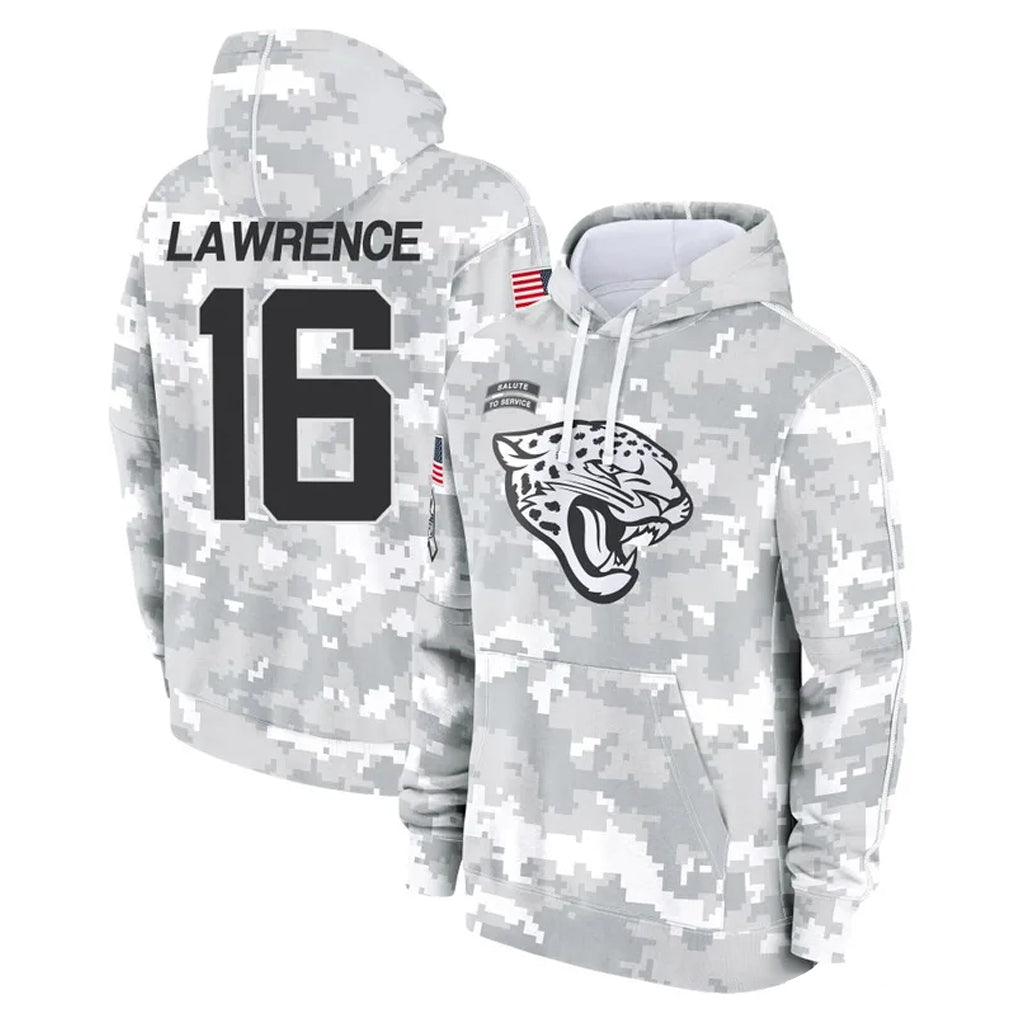 tocy J.Jaguars #16 Trevor Lawrence Player Arctic Camo Salute to Service Hoodies Limited Game Stitched Jerseys