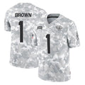 tocy J.Jaguars #1 Montaric Brown Player Arctic Camo Salute To Service Limited Game Stitched Jerseys