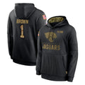 tocy J.Jaguars #1 Montaric Brown Player Black Salute to Service Hoodies Limited Game Stitched Jerseys