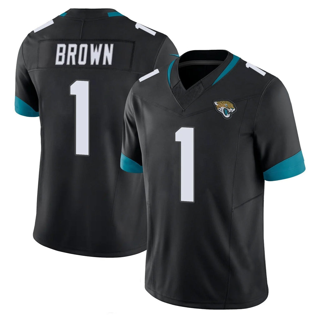 tocy J.Jaguars #1 Montaric Brown Player Black Vapor F.U.S.E. Limited Home Game Stitched Jerseys
