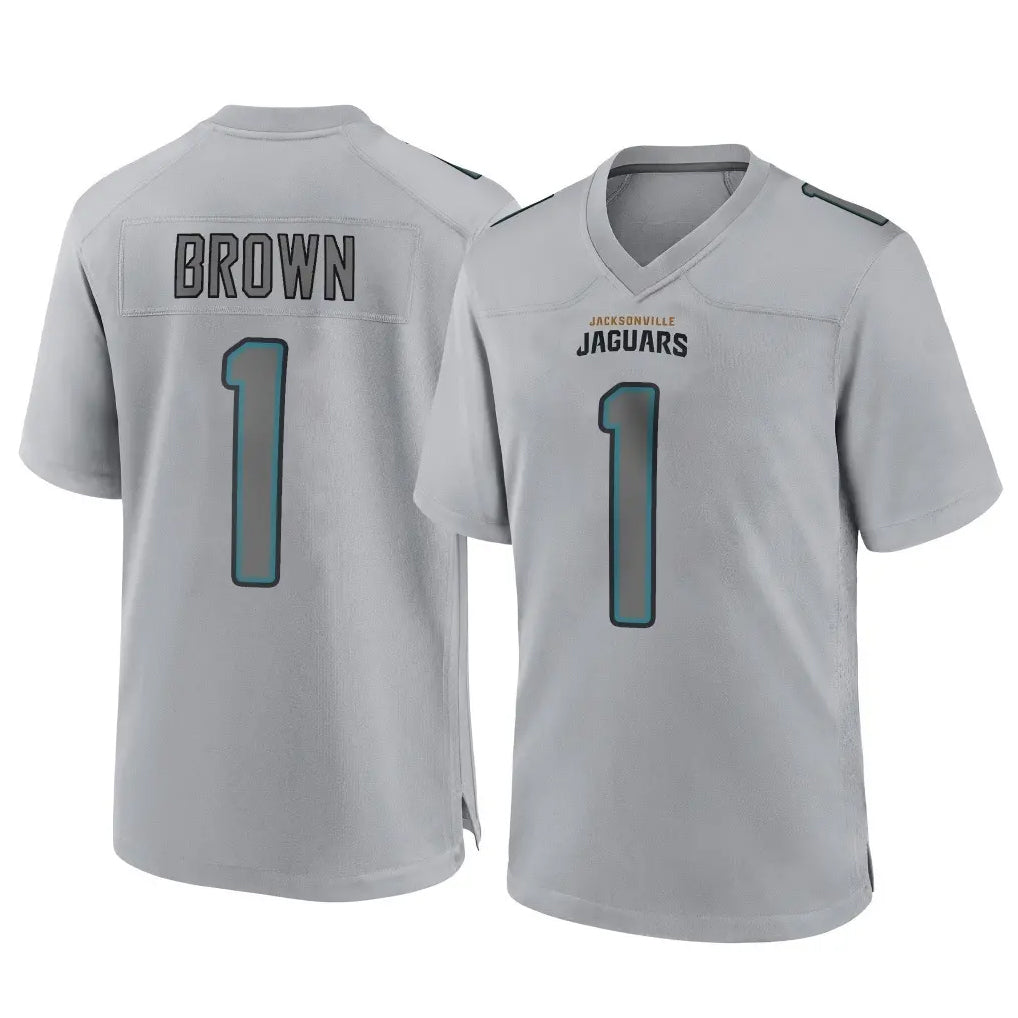 tocy J.Jaguars #1 Montaric Brown Player Gray Atmosphere Fashion Home Game Stitched Jerseys
