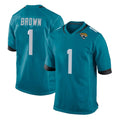 tocy J.Jaguars #1 Montaric Brown Player Teal Home Game Stitched Jerseys