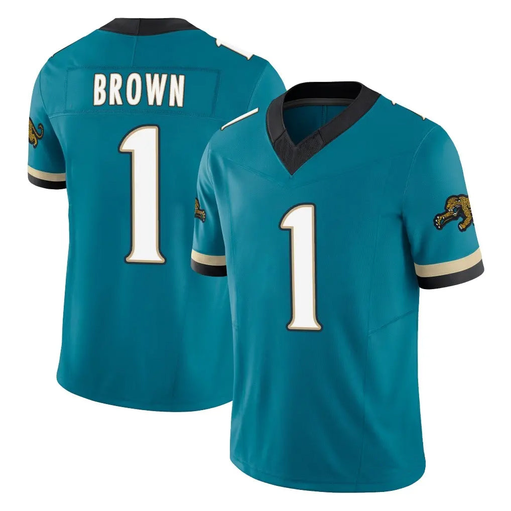 tocy J.Jaguars #1 Montaric Brown Player Teal Prowler Throwback Vapor F.U.S.E. Limited Home Game Stitched Jerseys
