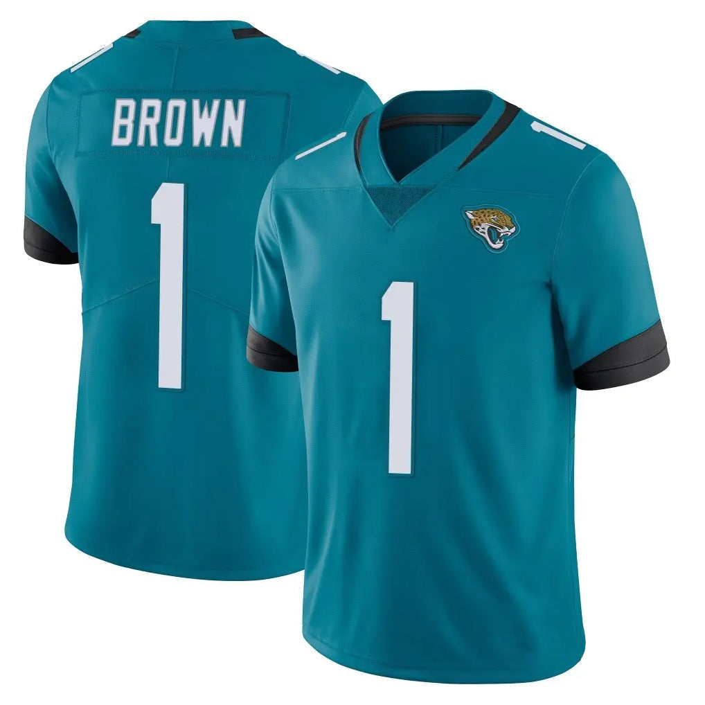 tocy J.Jaguars #1 Montaric Brown Player Teal Vapor Untouchable Limited Home Game Stitched Jerseys