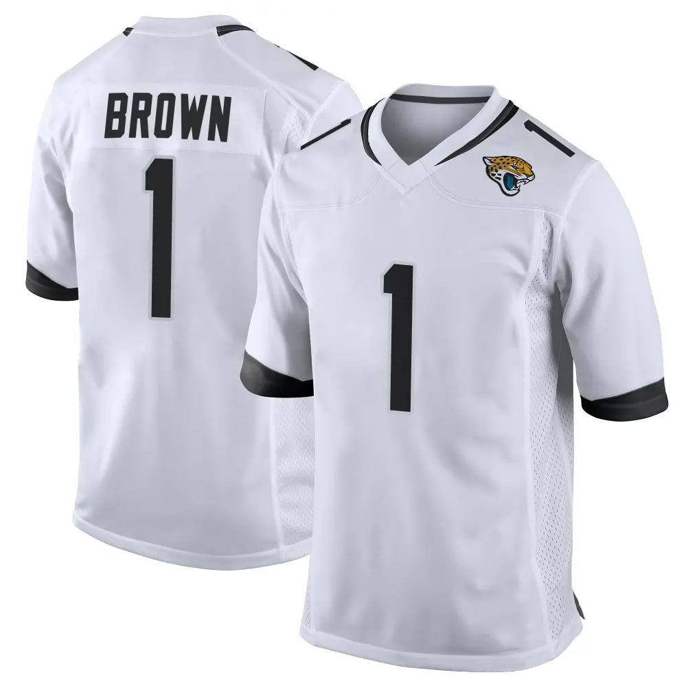 tocy J.Jaguars #1 Montaric Brown Player White Home Game Stitched Jerseys