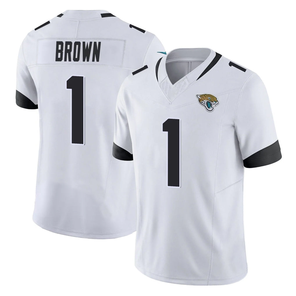 tocy J.Jaguars #1 Montaric Brown Player White Vapor F.U.S.E. Limited Home Game Stitched Jerseys