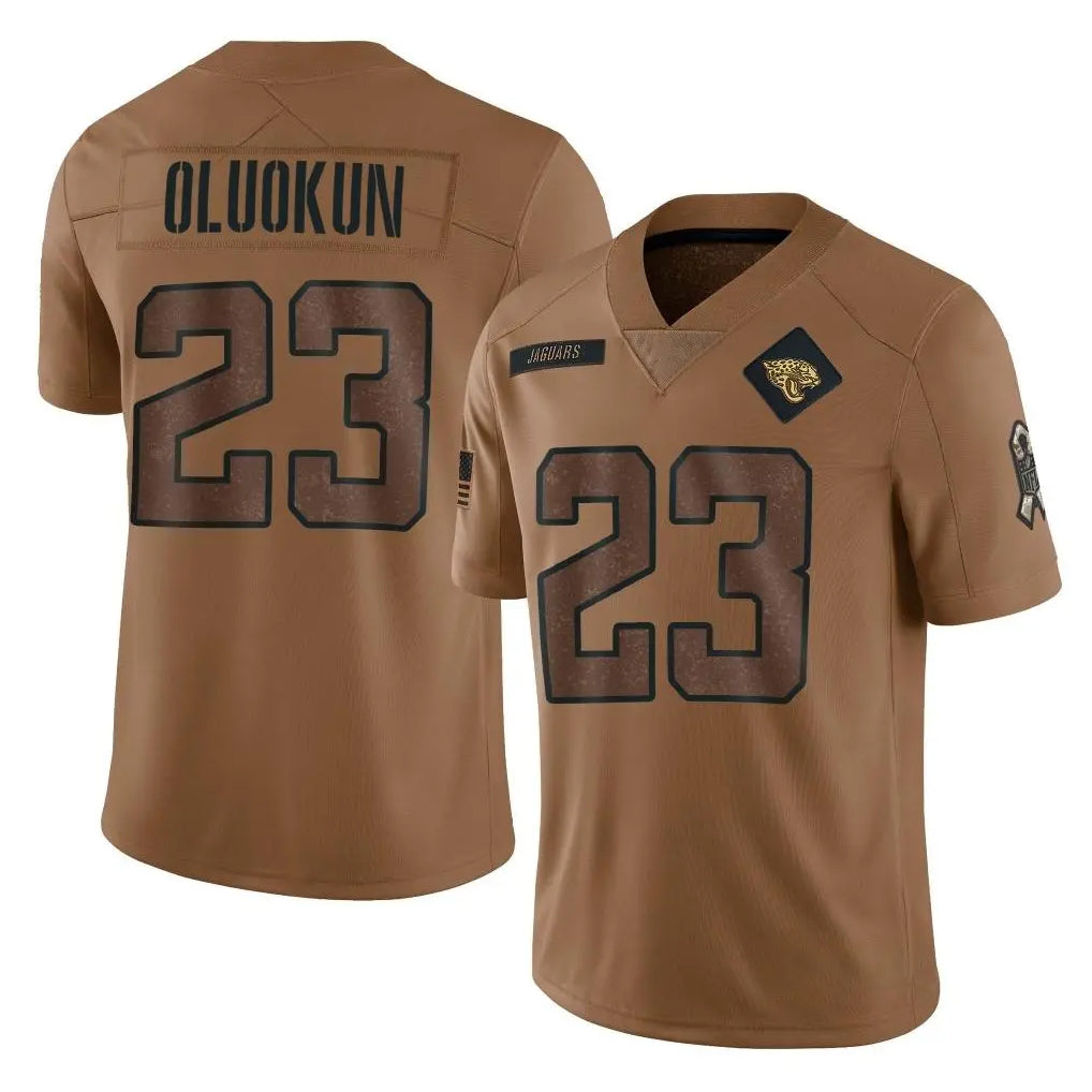 tocy J.Jaguars #23 Foyesade Oluokun Player Brown Salute To Service Limited Stitched Jerseys