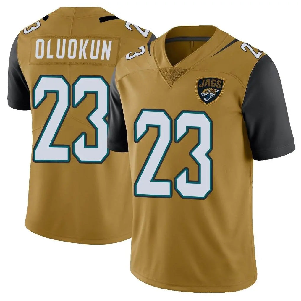 tocy J.Jaguars #23 Foyesade Oluokun Player Gold Vapor Limited Home Game Stitched Jerseys