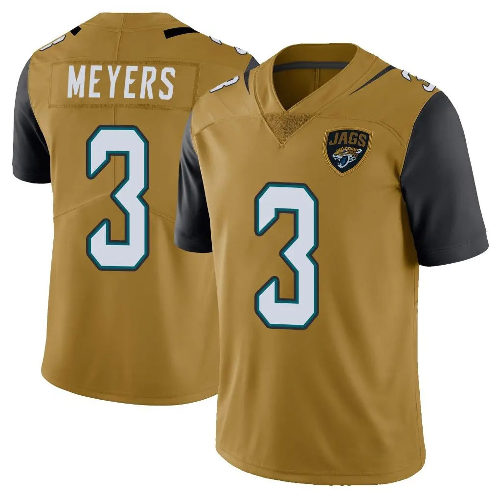 tocy J.Jaguars #3 Jakobi Meyers Player Gold Vapor Limited Home Game Stitched Jerseys