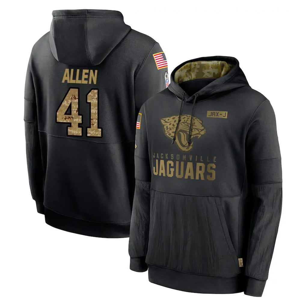 tocy J.Jaguars #41 Josh Hines-Allen Player Black Salute to Service Hoodies Limited Game Stitched Jerseys