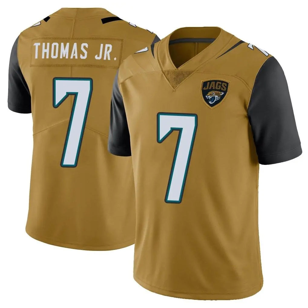 tocy J.Jaguars #7 Brian Thomas Jr. Player Gold Vapor Limited Home Game Stitched Jerseys