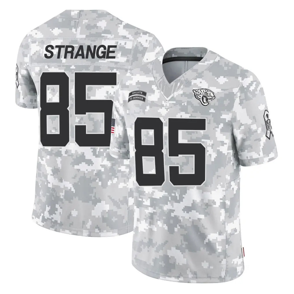 tocy J.Jaguars #85 Brenton Strange Player Arctic Camo Salute To Service Limited Game Stitched Jerseys