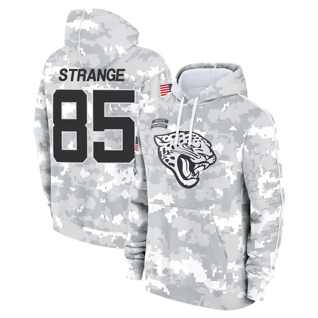 tocy J.Jaguars #85 Brenton Strange Player Arctic Camo Salute to Service Hoodies Limited Game Stitched Jerseys