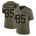 tocy J.Jaguars #85 Brenton Strange Player Olive 2025 Salute To Service Limited Game Stitched Jerseys