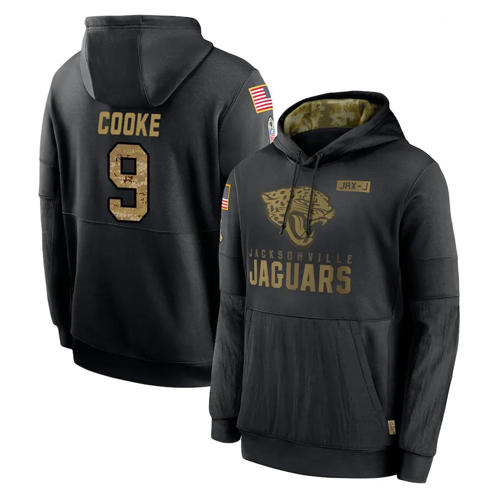 tocy J.Jaguars #9 Logan Cooke Player Black Salute to Service Hoodies Limited Game Stitched Jerseys