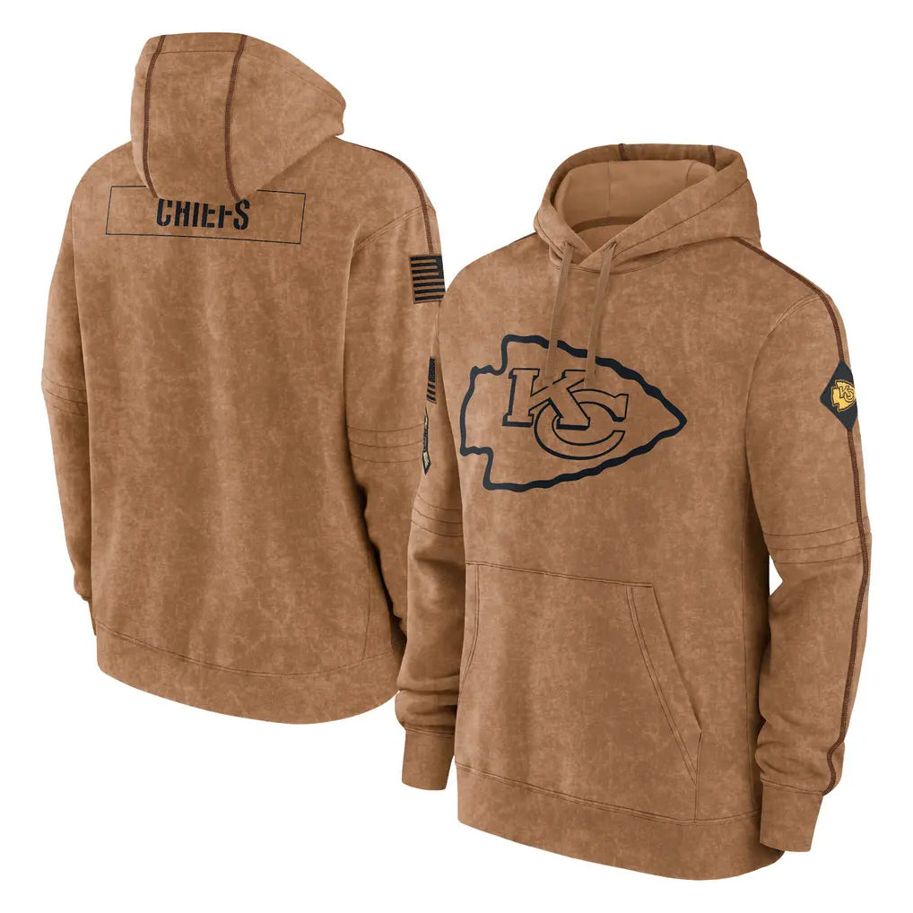 tocy KC.Chiefs Brown Salute to Service Hoodies Limited Game Blank Player Stitched Jerseys