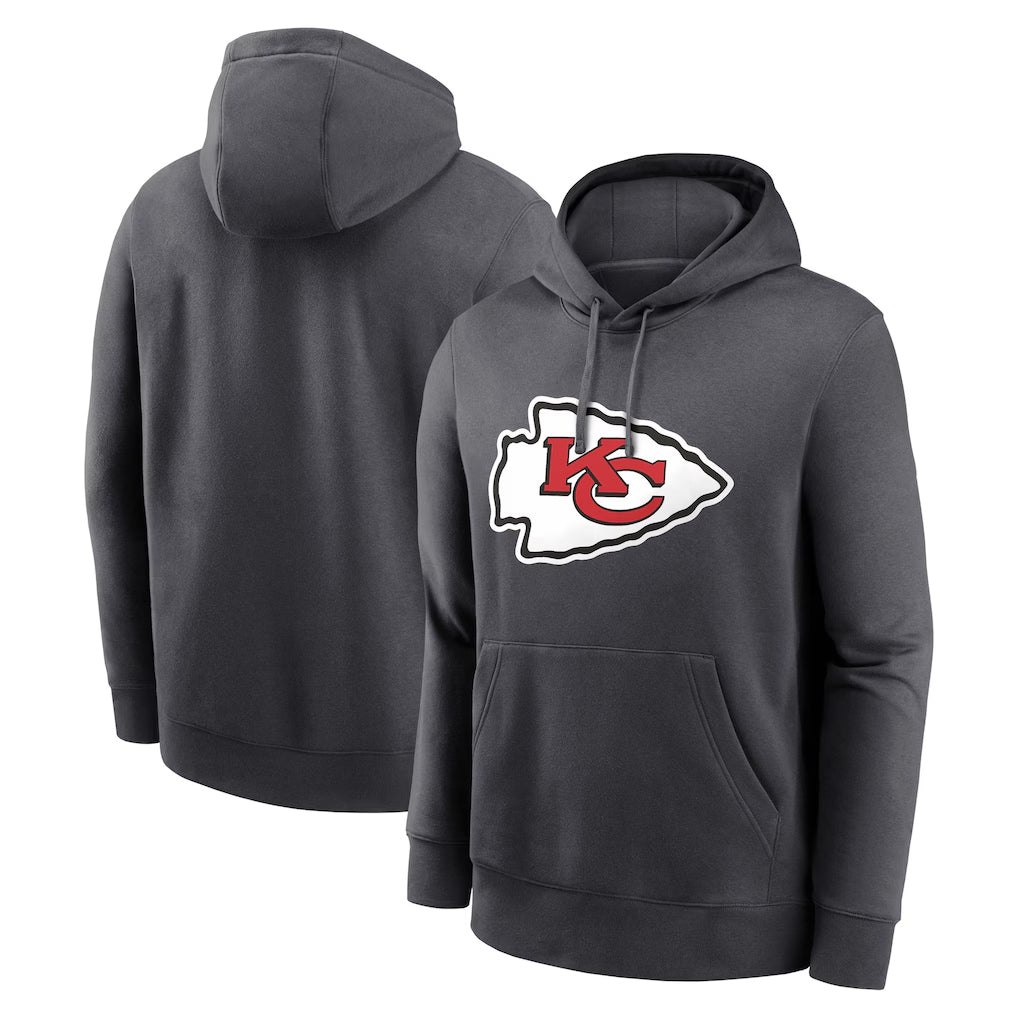 tocy KC.Chiefs Gray LoGo Pullover Hoodies Limited Blank Player Stitched Jerseys