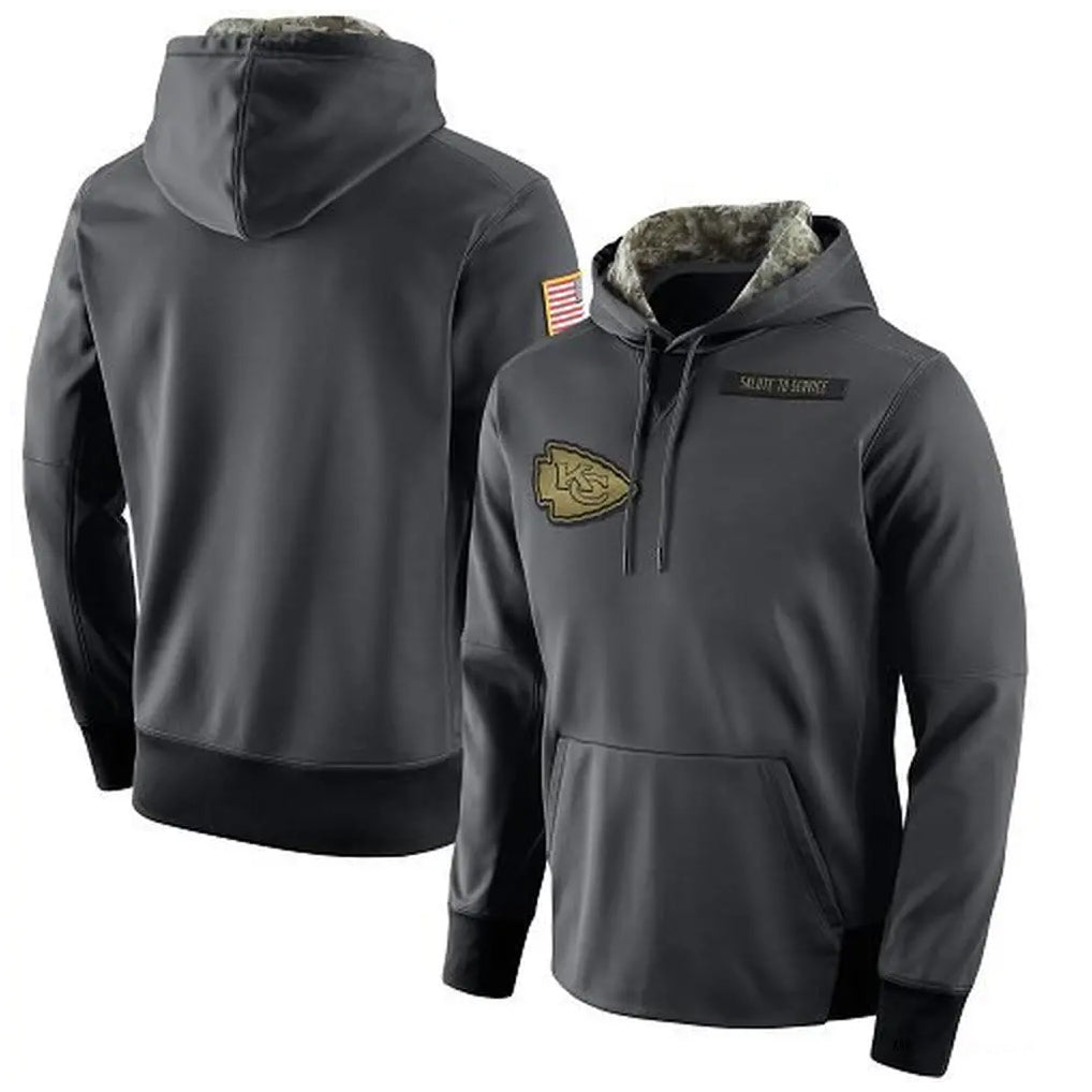 tocy KC.Chiefs Gray Salute to Service Hoodies Limited Game Blank Player Stitched Jerseys