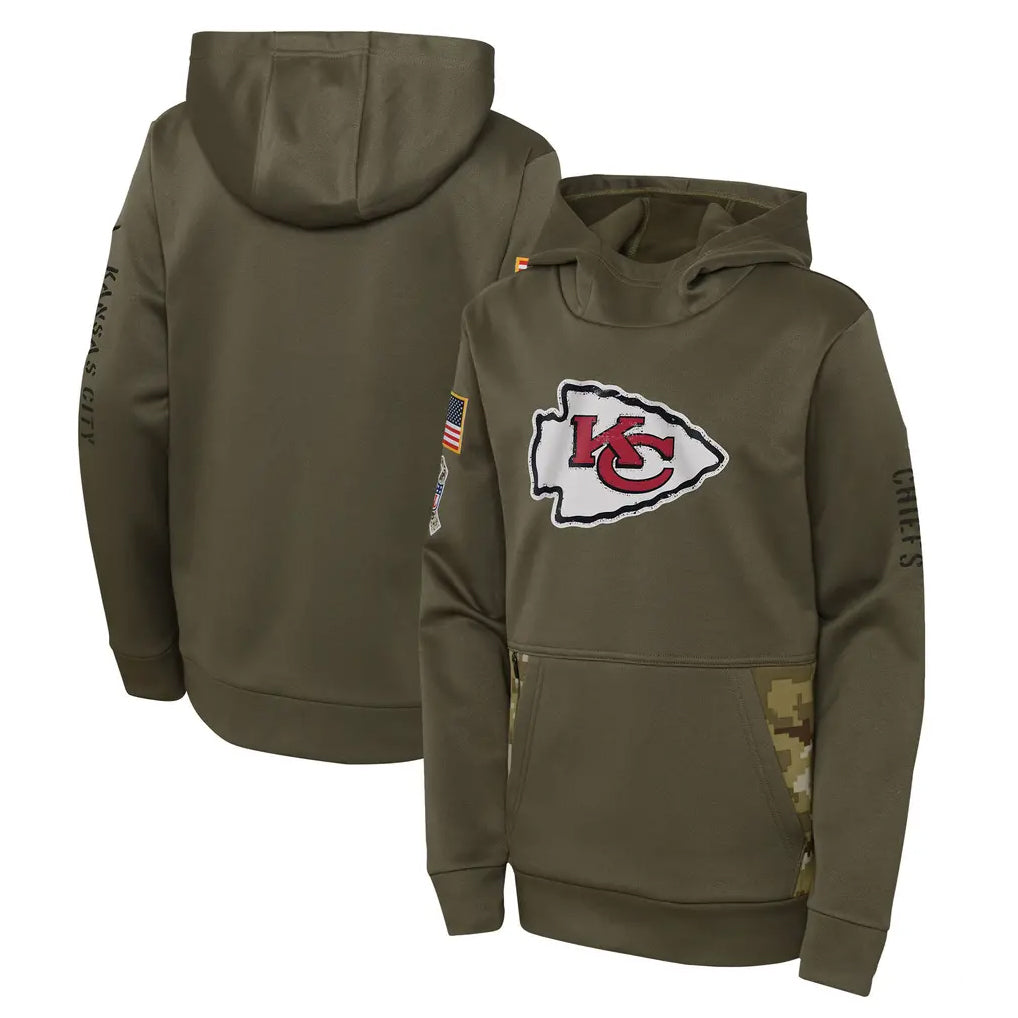 tocy KC.Chiefs Olive Salute to Service Therma Performance Pullover Hoodie Limited Game Stitched Jerseys