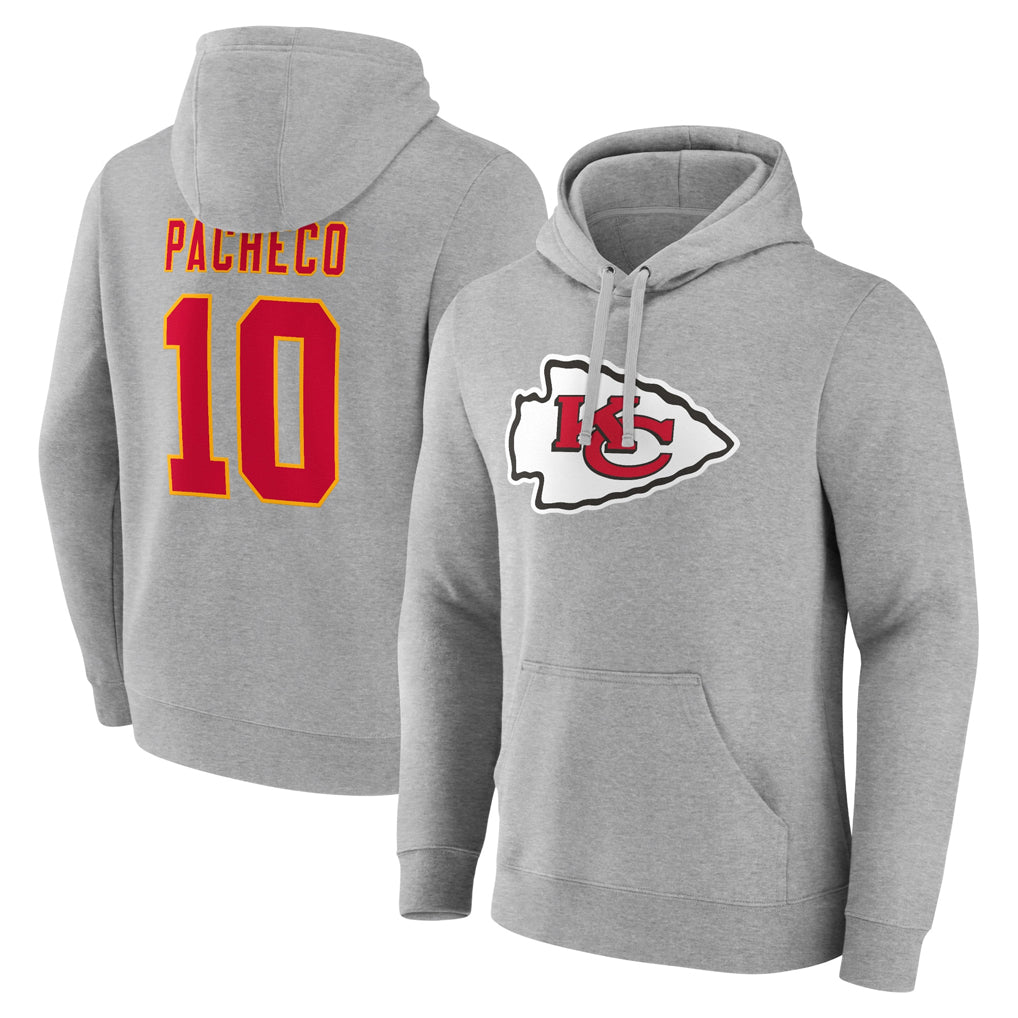 tocy KC.Chiefs #10 Isiah Pacheco Player Gray Pullover Hoodies Stitched Jerseys