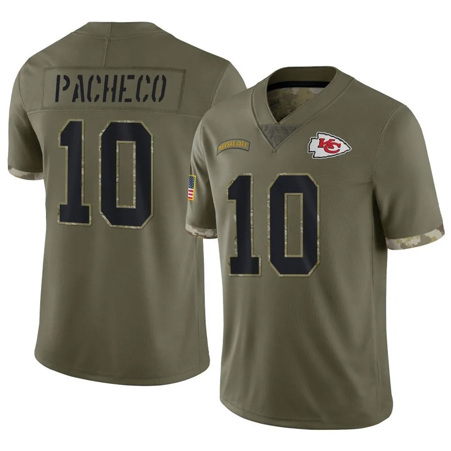 tocy KC.Chiefs #10 Isiah Pacheco Player Olive Salute To Service Stitched Jerseys